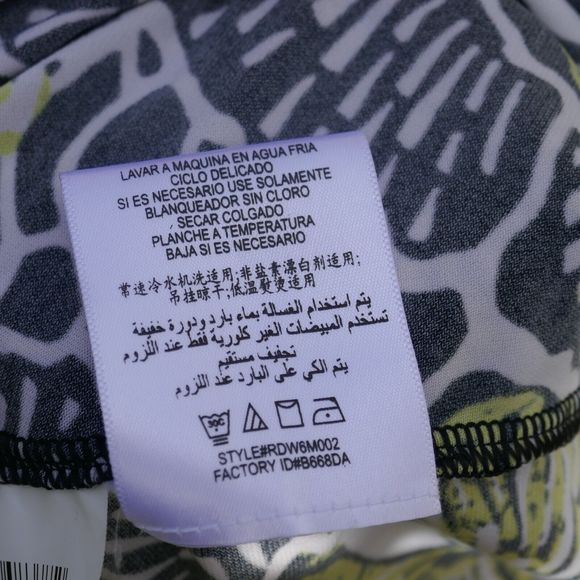 BCBGMaxAzria Wrap Dress 3/4 Sleeve Tropical Floral XS Yellow Blue Black White - Picture 8 of 9